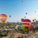 Amazing sunrise with hot air balloons in Cappadocia, Turkey
